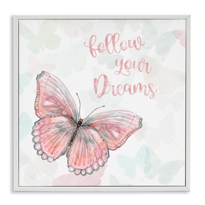 Stupell Industries Follow Your Dreams Pink Butterfly, 24" x 24"