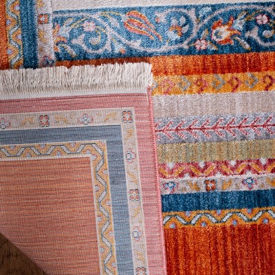 Reversible Blue Synthetic 8' x 10' Rectangular Area Rug