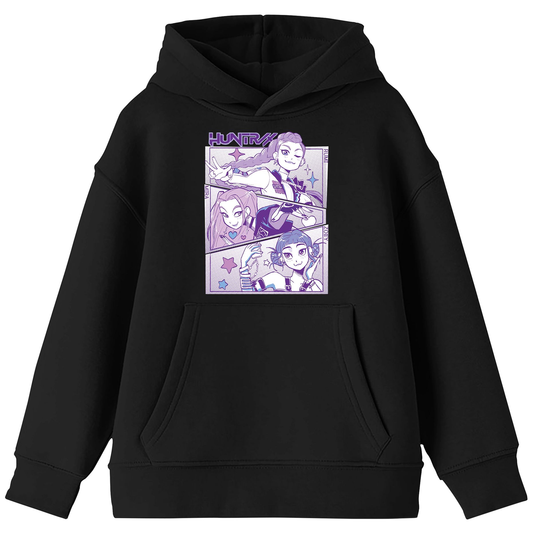 Kpop Demon Hunters Panel Art Huntrx Youth Long Sleeve Hoodie
