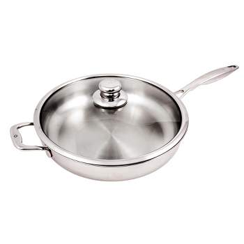 Tramontina Covered Deep Saute Pan Stainless Steel Tri-Ply Clad 6 Qt,  80116/073DS