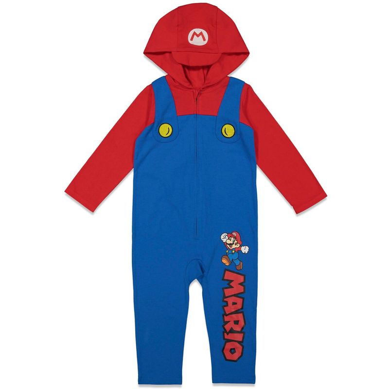SUPER MARIO Nintendo Baby Zip Up Cosplay Costume Coverall Newborn to Infant , 1 of 8