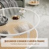 Acekool Boho Round Coffee Table, 30" Water-Wave Glass Top, 2-Tier Faux Rattan Storage, Metal Frame - 4 of 4