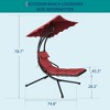 Chaise Lounger Swing Chair with Umbrella Canopy, Patio Hanging Chaise Lounger Chair with Stand, Curved Steel Outdoor Lounge - 3 of 4