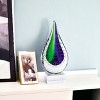 HomeRoots 9" Clear Blue and Green Murano Glass Modern Abstract Tabletop Sculpture - 2 of 4