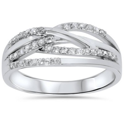 Pompeii3 1/5ct Diamond Crossover Ring 10K White Gold