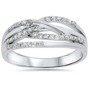 Pompeii3 1/5ct Diamond Crossover Ring 10K White Gold - 1 of 4
