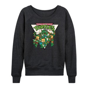 Women's - Teenage Mutant Ninja Turtles - Triangle Lightweight French Terry Wide Neck Long Sleeve Shirt - 1 of 4