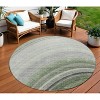 Green And Artichoke Green Abstract Washable Indoor Outdoor Area Rug - 2 of 4