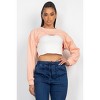 Slickblue Women's 2-Piece Ribbed Crop Top & Shrug Sweater Set, Sleeveless Scoop Neck, Light Peach, Size S-L - 2 of 4