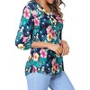 Nlife Women's Casual V Neck Floral Print 3/4 Length Sleeve Blouses Tropical Hawaiian Shirt Tops - 4 of 4