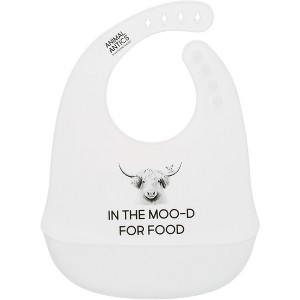 Pavilion Gift Company - Moo-d For Food - Silicone Bib Baby Toddler Child Accessory Cow Cattle Highland Cow Farm Animals Bib - 1 of 4