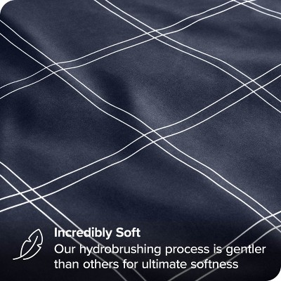 Twin XL Modern Plaid Midnight Microfiber Sheet Set