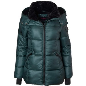 Sportoli Womens Winter Coat Hooded Plush Lined Quilted Warm Zip Up Puffer Jacket - 1 of 4
