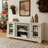 58" Modern Farmhouse TV Stand for 65 Inch TV, Media Console with Faux Stone & Adjustable Shelves for Living Room-3irtyhousy - 2 of 4