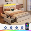 Greenstell Bed Frame with Adjustable Upholstered Headboard  and Storage 4 Drawers Charging Station & LED Lights Wood - 2 of 4