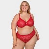 Curvy Couture Women's Plus Size No Show Lace High Cut Brief Panty Diva Red L - 4 of 4