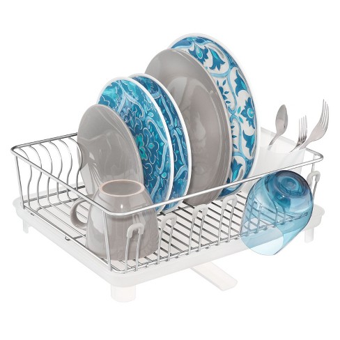 J&V Textiles Collapsible Dish Drying Rack - Popup for Easy Storage, Drain Water Directly Into The Sink