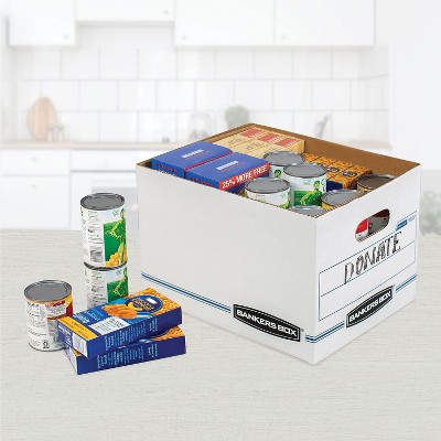 White and Blue Recycled Storage Box with Lift-off Lid