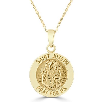 Pompeii3 14k White or Yellow Gold Gold St. Joseph Medal Pendant Necklace 14.5mm 1.6 Grams