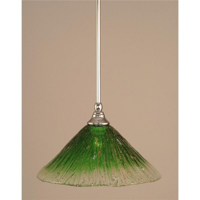 Toltec Lighting Any 1 - Light Pendant in  Chrome with 12" Kiwi Green Crystal Shade