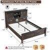 SinCiDo Farmhouse Full Size Bed Frame w/Storage Bookcase Headboard & Charging Station, Wood Platform Bed w/Wood Slat Support - 3 of 4