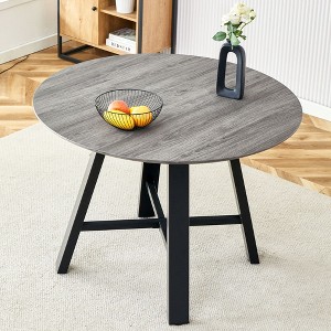 NicBex Minimalist Round Wooden Dining Table with Black/Gold Metal Legs,Modern Kitchen Table Bar Table,Dining Room Furniture - 1 of 4