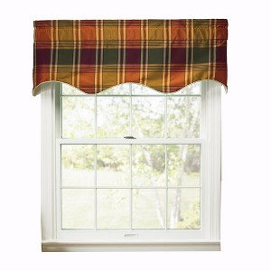 Ellis Curtain Boroughs Plaid Duchess 3" Rod Pocket Filler Valances for Windows 50" x 15" Plum - 1 of 4