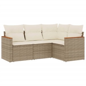 vidaXL 4 Piece Patio Sofa Set with Cushions - Beige Without Table - 1 of 4