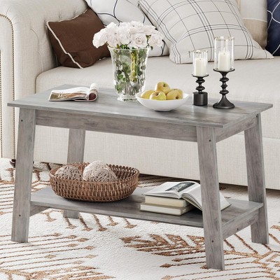 Stylish 31.5" Coffee Table with Open Shelves - 2-Tier Modern Industrial Design