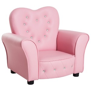 Aghana Digitals Princess-Style Kids Sofa Chair, Pink PVC Upholstered Toddler Couch with Solid Wood - 1 of 4