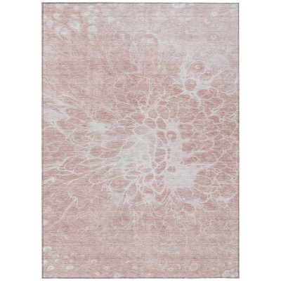 Pink Blush And Ivory Abstract Washable Indoor Outdoor Area Rug