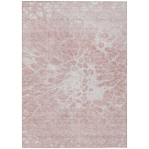 Pink Blush And Ivory Abstract Washable Indoor Outdoor Area Rug - 1 of 4