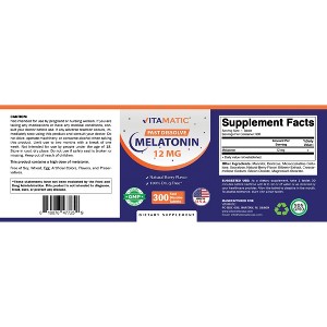 Vitamatic Melatonin 12 mg – Natural Berry Flavor – 300 Fast Dissolve Tablets - 1 of 1