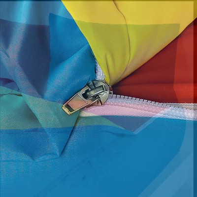 Twin Turquoise and Orange Microfiber Bed-in-a-Bag Set