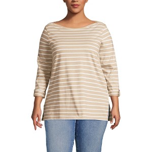 Lands' End Women's Supima Cotton Adjustable 3/4 Sleeve Boatneck Tunic - 1 of 4