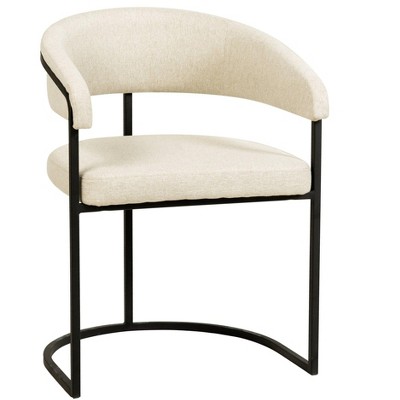 LeisureMod Curve-Back Dining Arm Chair, Leather Upholstery, Aero Collection