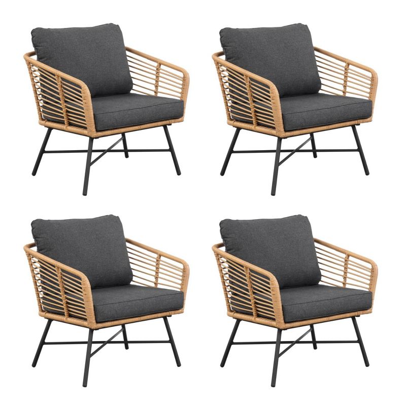 Nathan James 4pc Bohemian Outdoor Patio, Armchairs Black, 3 of 10