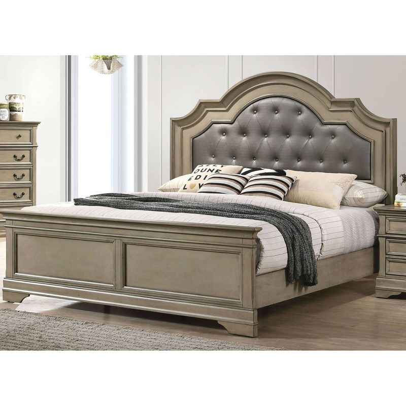 Queen Kritan Padded Headboard Panel Bed Antique Warm Gray - HOMES: Inside + Out, 1 of 6