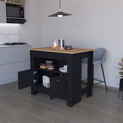 NicBex Mobile Kitchen Island Cart Morden Kitchen Carts with Storage, 1 Open Shelf and 2 Cabinets for Kitchen