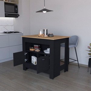 NicBex Mobile Kitchen Island Cart Morden Kitchen Carts with Storage, 1 Open Shelf and 2 Cabinets for Kitchen - 1 of 4