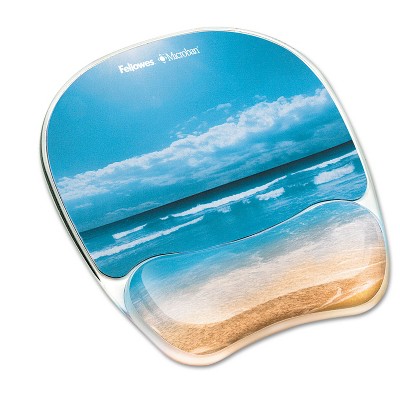 Fellowes Gel Mouse Pad w/Wrist Rest Photo 7 7/8 x 9 1/4 Sandy Beach 9179301