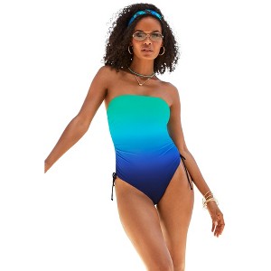 Swimsuits for All Bandeau Adjustable One Piece (Plus Sizes Available) - 1 of 4