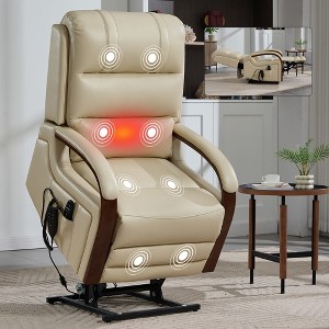 ChicFurnit Living Room Chair Arm Accent Chair Chenille / Leatheraire Power Lift Recliner with Massage Heat Dual Motor Elder Chair for Living Room - 1 of 4