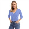 Clearlove Women's Cropped Bolero Cardigan – 3/4 Sleeve V-Neck Basic Classic Casual Button Down Knit Soft Sweater Top - 2 of 4