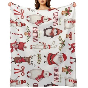 Christmas Grandpa Pattern Christmas Throw Blanket Soft Fleece Christmas Blanket Cozy Flannel Throw for Couch Bed 60x80 inches - 1 of 1