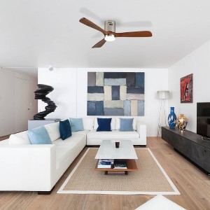 TOBILI 52 Inch Ceiling Fan with Light,3 Light Walnut Solid Wood Blades,6-speed Reversible for Bed Room,Dining Room,Living Room - 1 of 4