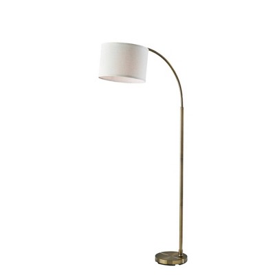 Adesso Jace Floor Lamp Brass: Mid-Century Modern Design, Adjustable Shade, 64" Tall, ETL Listed