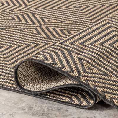 Charcoal Reversible Rectangular Synthetic Indoor/Outdoor Rug