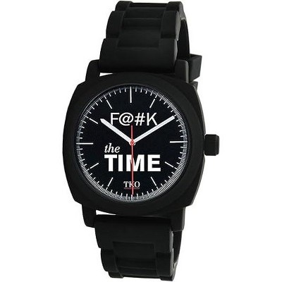 TKO Orlogi Unisex "F@#K the Time"  Expression Watch with Black Rubber Band