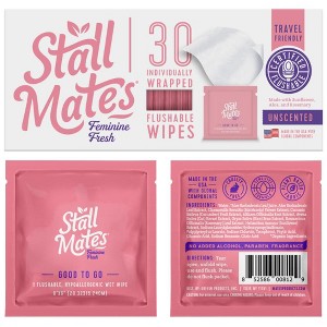 Stall Mates Feminine Fresh: 30 on-the-go flushable wipe singles (PH-Balanced) - 1 of 4